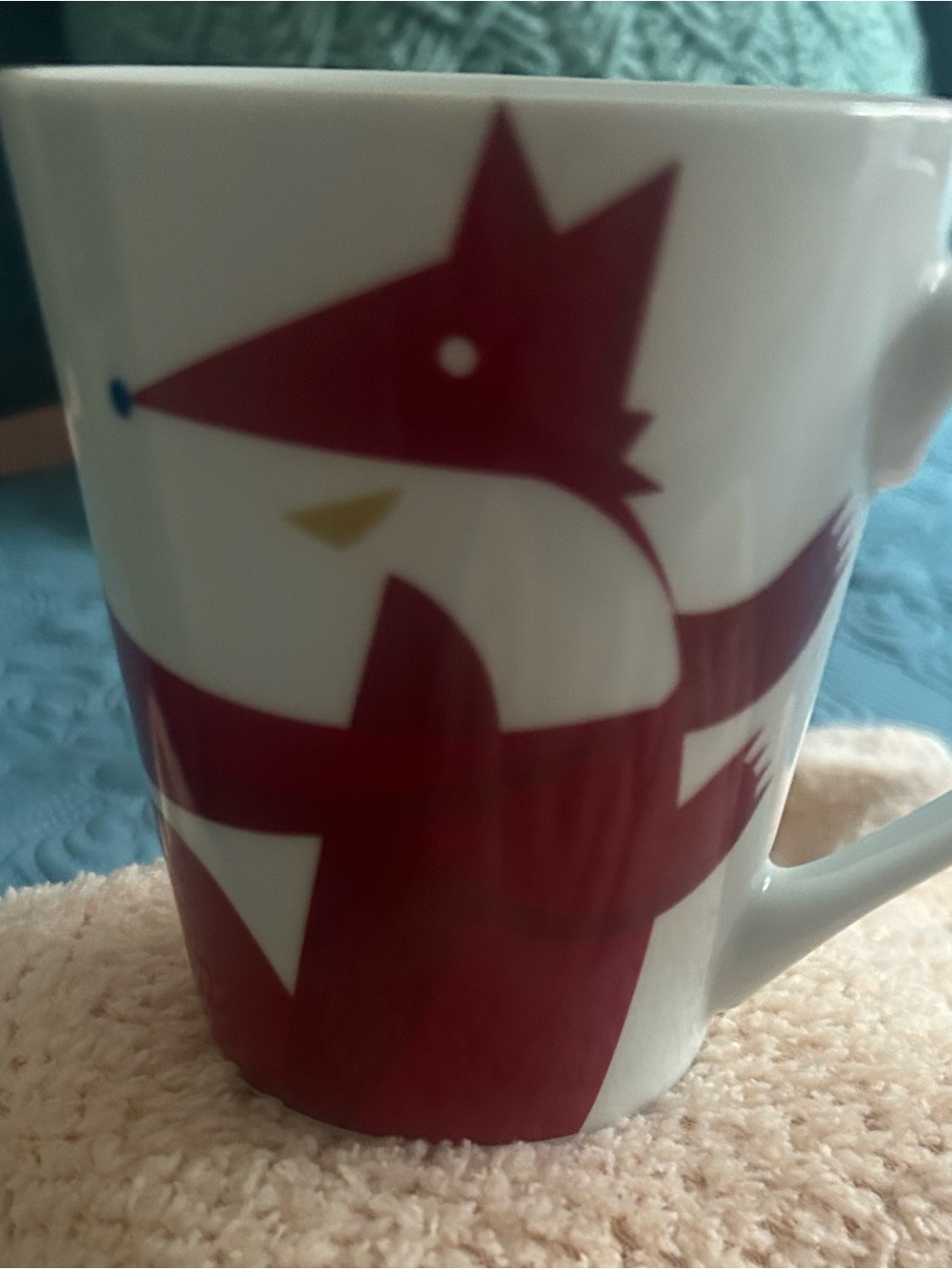 Starbucks White Ceramic Coffee Mug with Fox and Bird